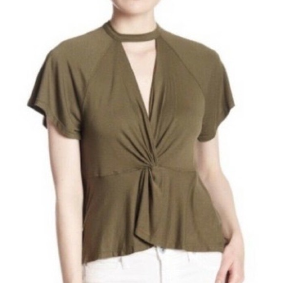 Free People, moss green, just a twist short sleeve top